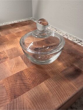 Clear Glass Covered Sugar Bowl with Lid